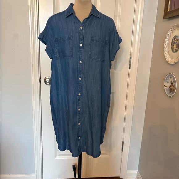 Wonderly Dresses & Skirts - Wonderly Blue Mini Shirt Dress Notched Collar Casual